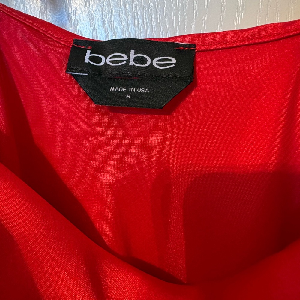 Bebe Red Satin Cowl Neck Dress - Picture 5 of 5